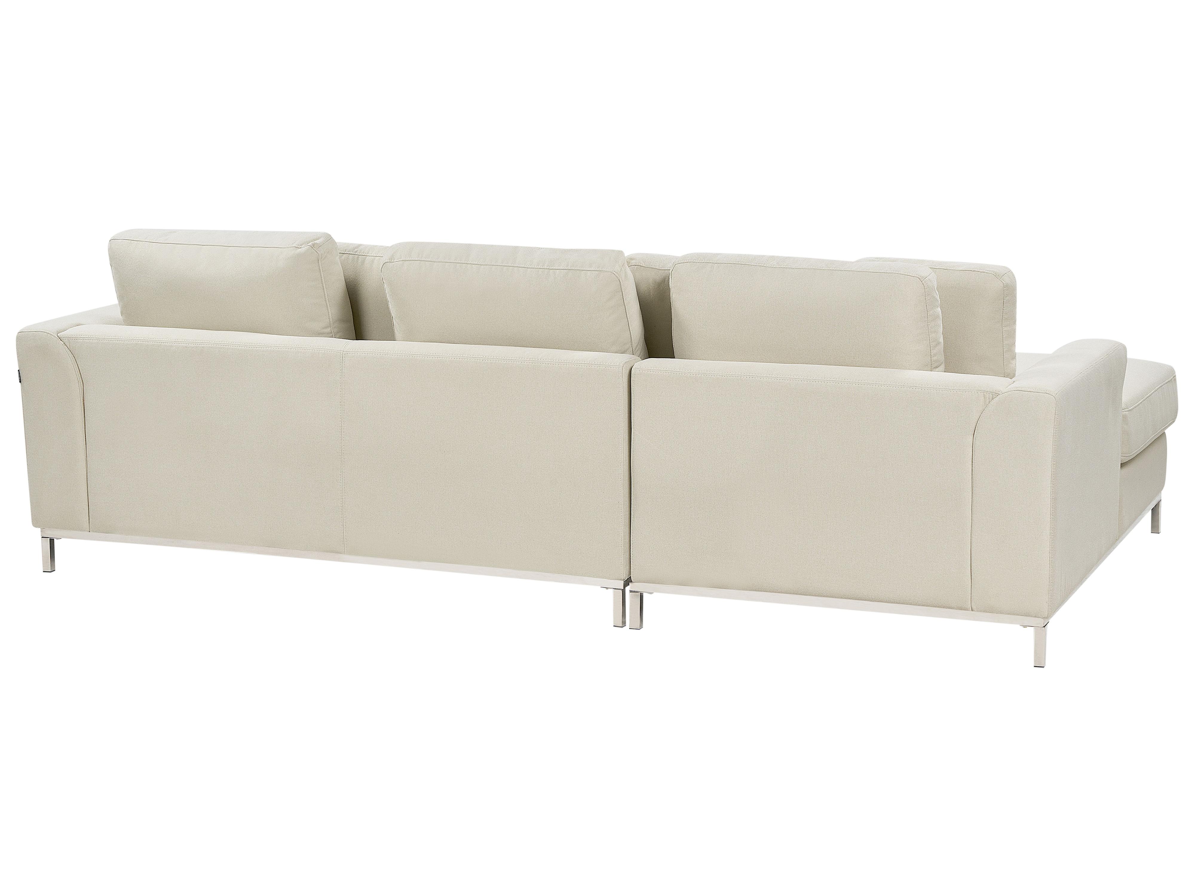 Hoekbank 5-zits OSLO Stof Beige met ottomaan rechtszijdig