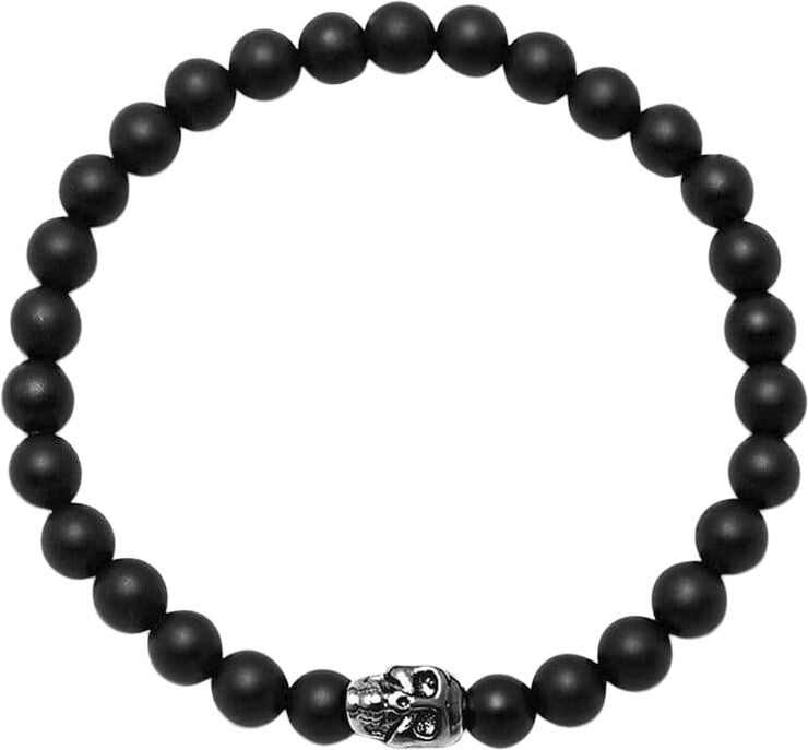 Nialaya Men's Beaded Bracelet with Blue, Brown, Orange, White and Stainless St Black