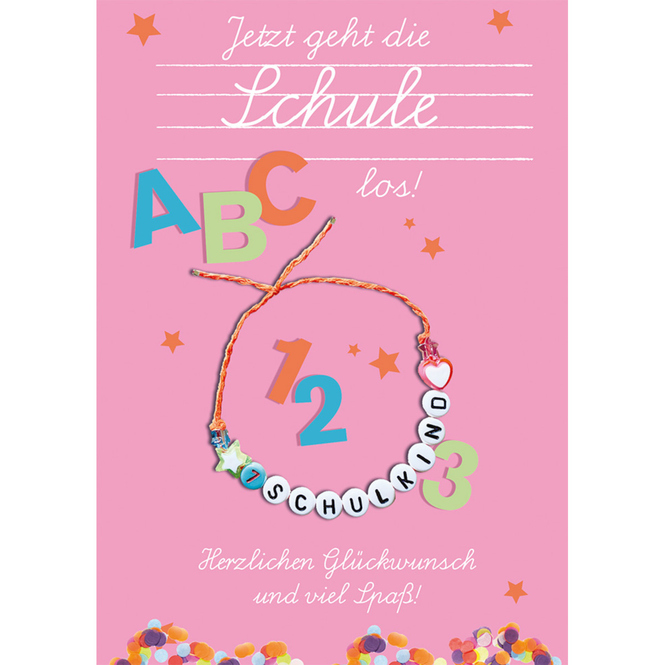 Schulanfangskarte - Armband - rosa