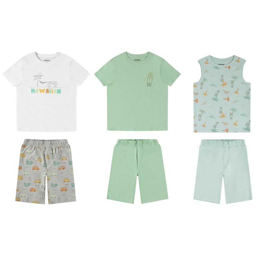 Lot de 3 pyjamas courts 2 pièces fantaisie pour garçon - Blanc