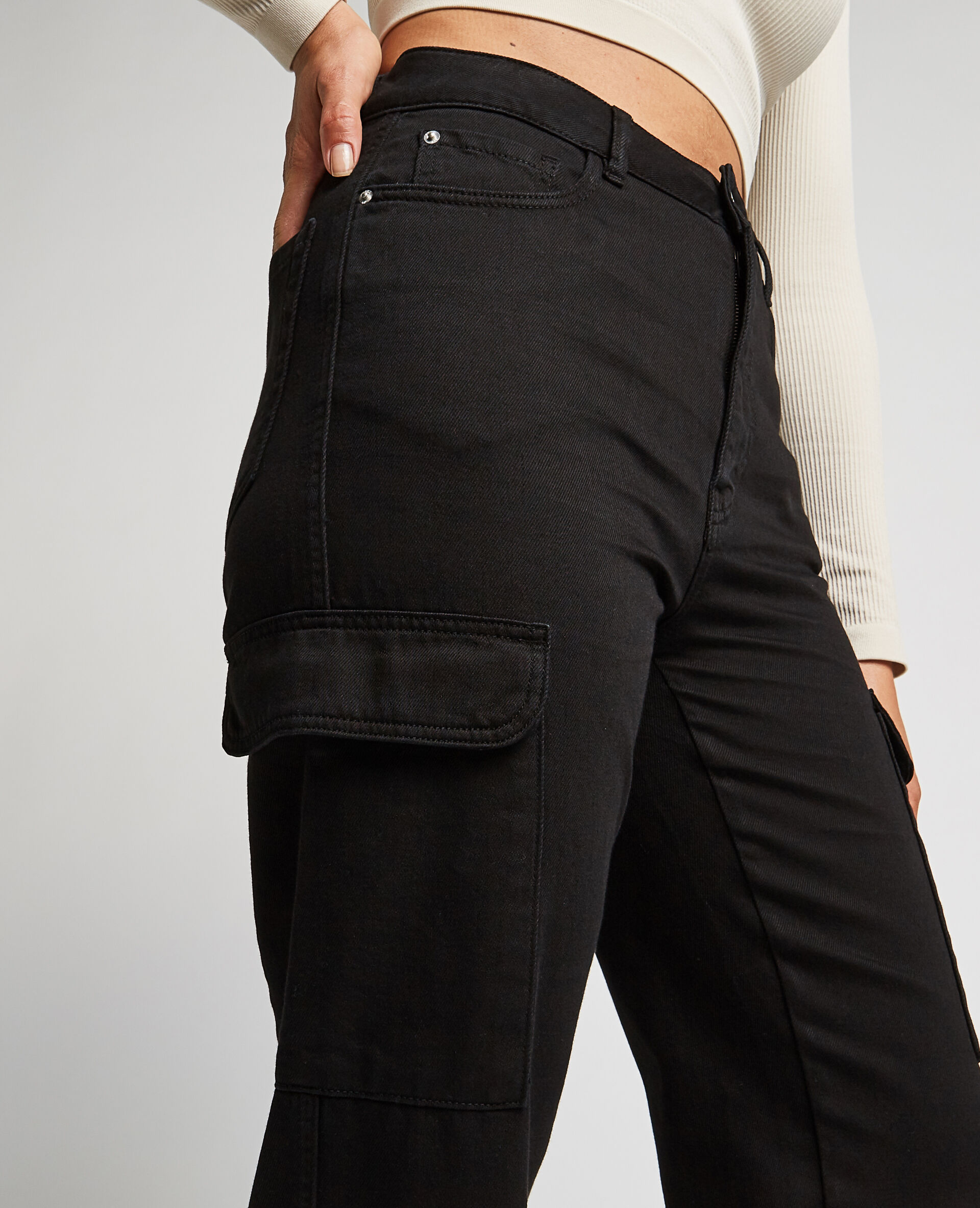 Jean cargo droit - Noir