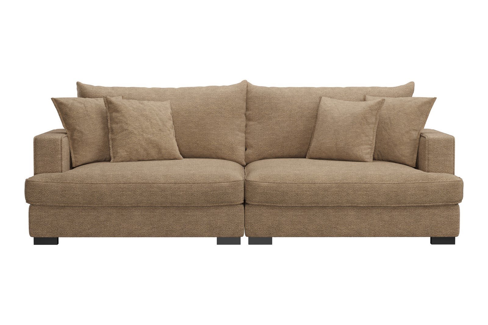 Rossi 3-seter sofa Tekstil Beatto 1012 Brown, arm A med sorte ben. Std. Komfort.
