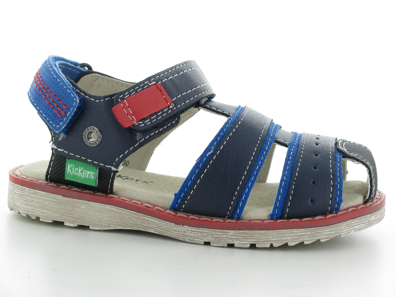 Kickers-694200 Cuir Bleu-Rouge
