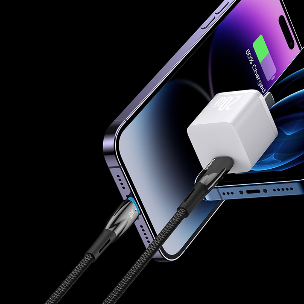 (2m) 20W USB C auf Lightning Ladekabel Nylon Datenkabel PD - Schwarz