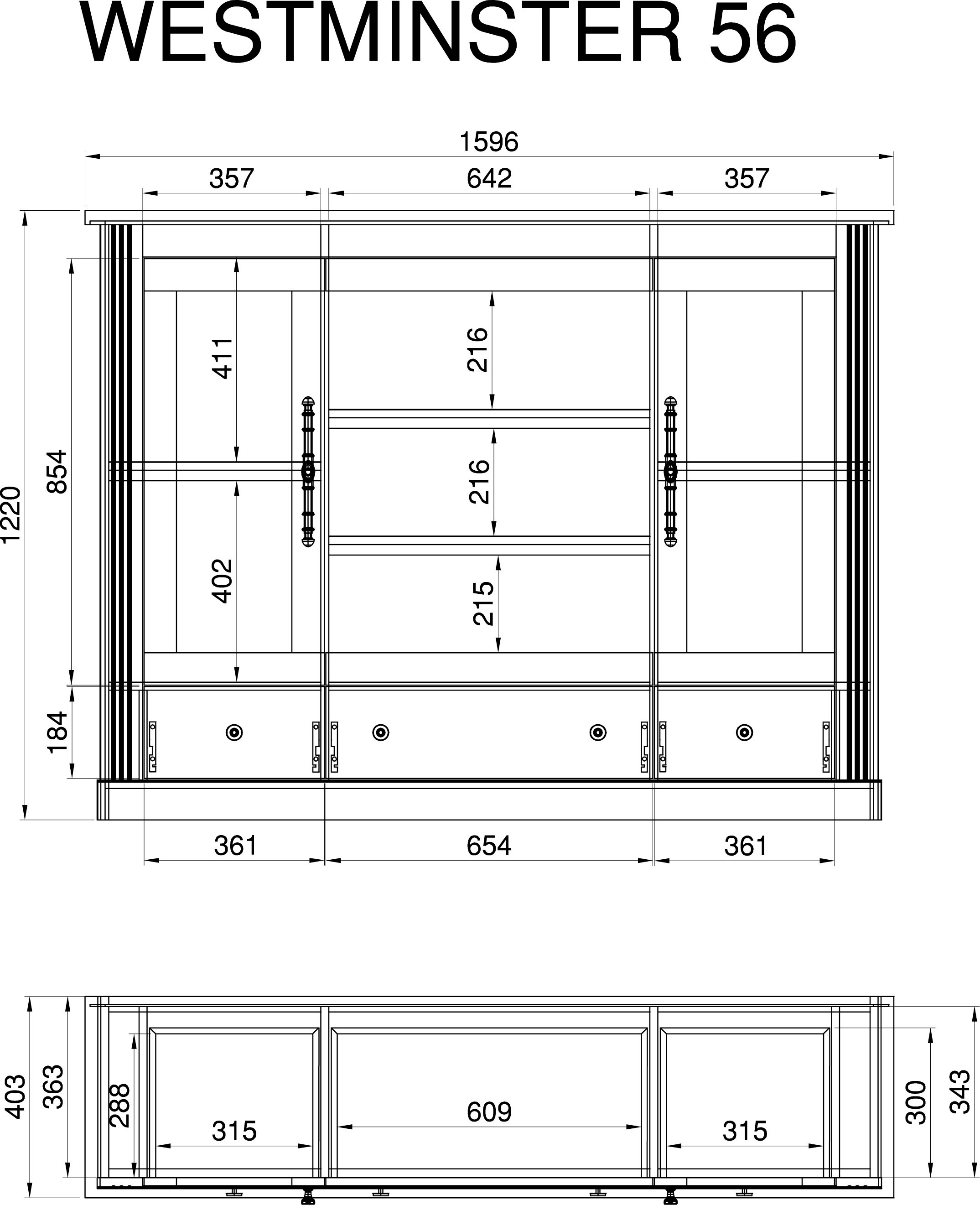 Home affaire Highboard »Westminster BESTSELLER!« Höhe ca. 122cm,  im angesagten Landhaus-Look