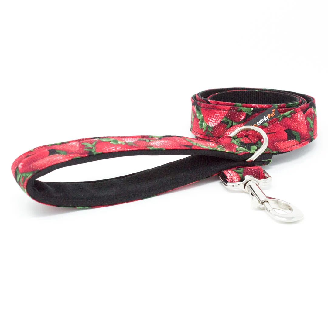 Guia para cães candyPet® - 120 cm com alça acolchoada - Estampa de morango