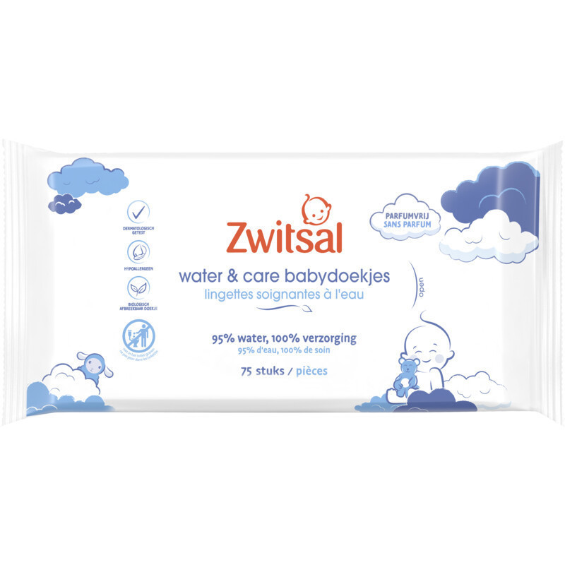 Zwitsal Babydoekjes Water & Care75stuks