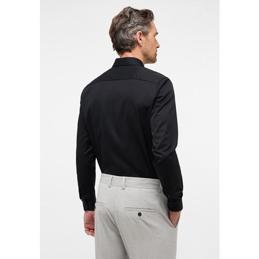 Eterna Langærmet Slim Fit Skjorte, Sort, 41