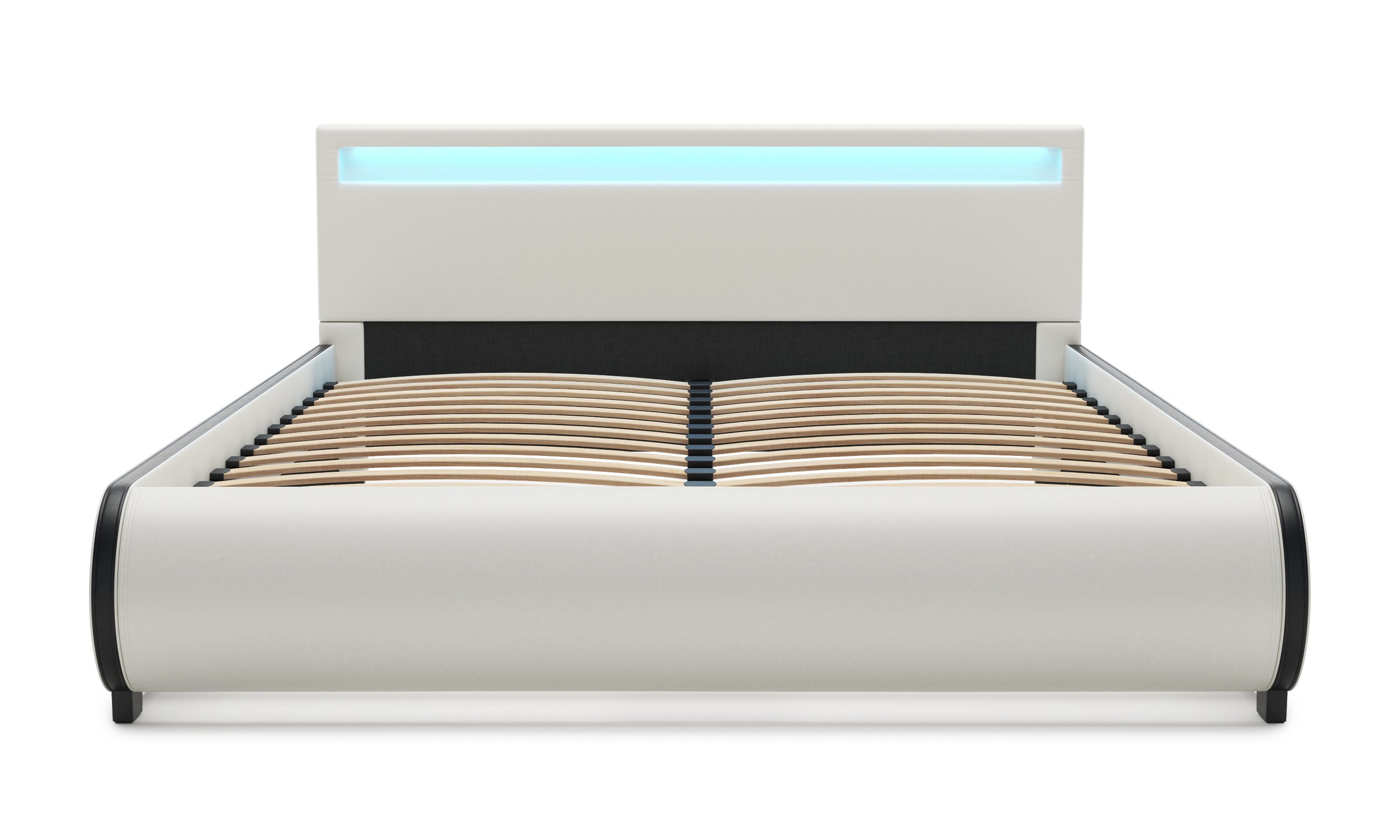 Lederbett LED SIESTA 160 x 200 cm weiss