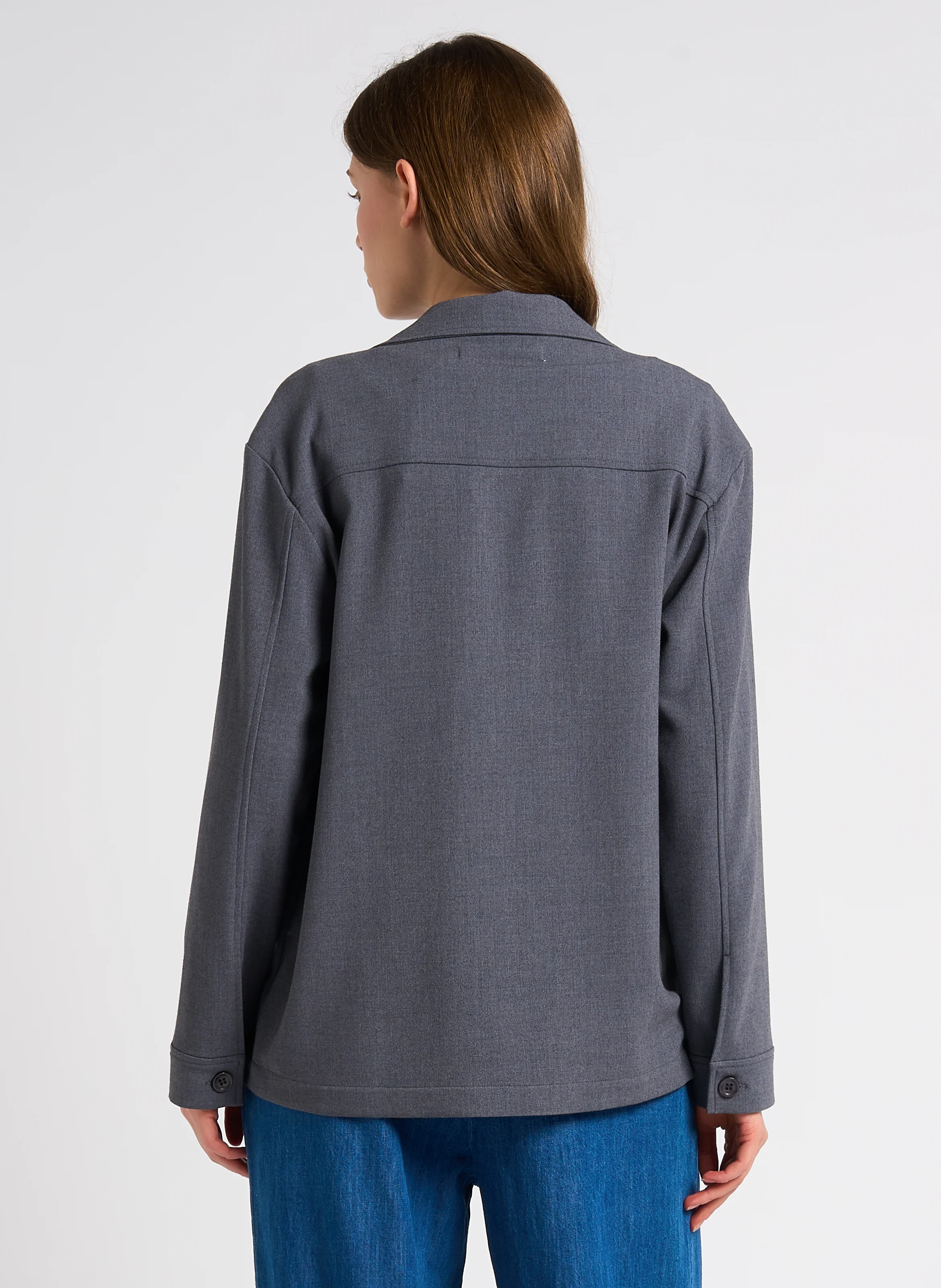 Chemise droite à col tailleur | Gris