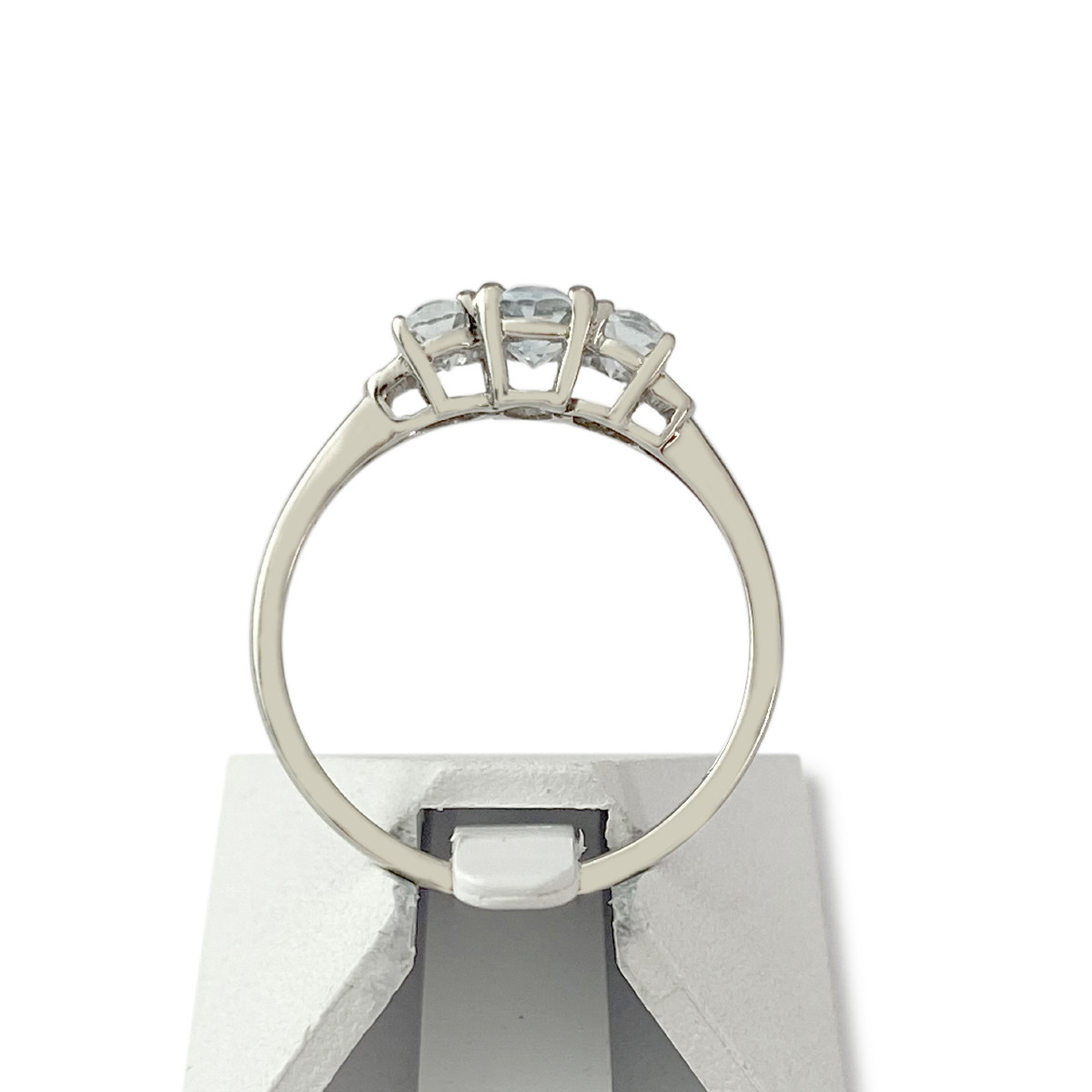 Bague d'occasion or 375 blanc aigues-marines diamants