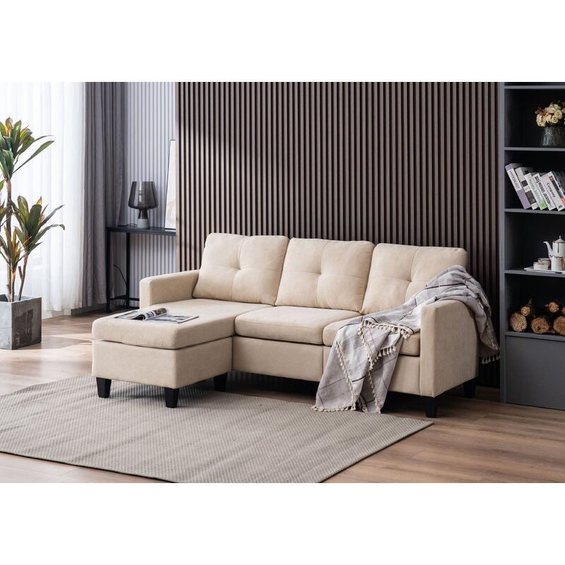 Almendarez 77&prime;&prime; Wide Reversible Modular Sofa & Chaise With Ottoman