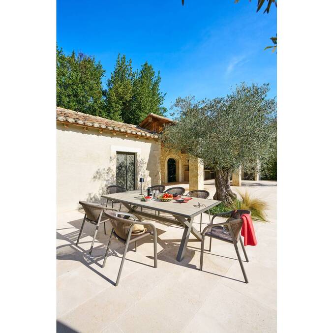 Table de jardin AXIOME Vanille & Marron