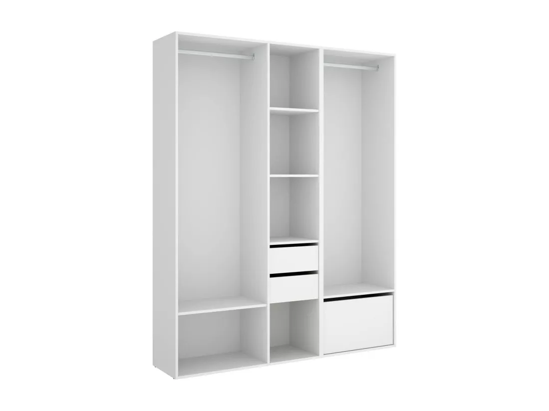 Grande Garde-robe Dhorsche, Meubles de chambre, Penderie de plain-pied, Placard à vêtements, 158x45 h205 cm, Blanc et Chêne clair