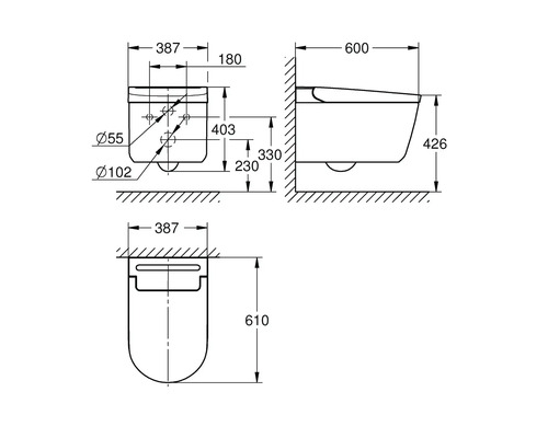 GROHE Sensia douche-wc-set, randloos, met hygiënedouche, glanzend wit met coating, inclusief toiletzitting 36509SH0