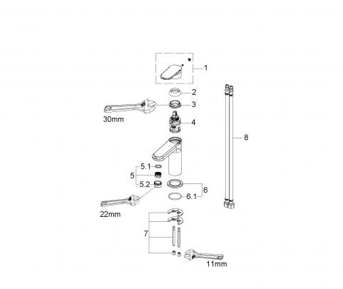 Mueller Vani wastafelmengkraan PVD-coating chroom
