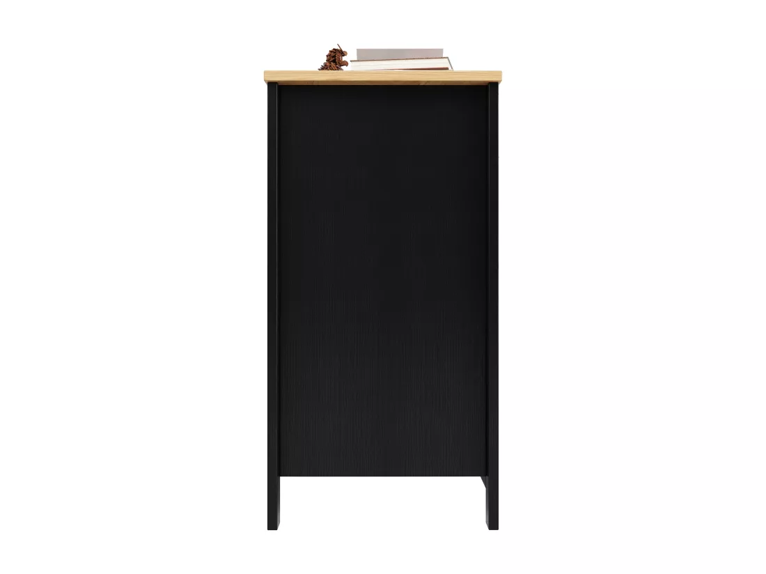 Buffet de cuisine avec 2 tiroirs et 4 portes - 140 x 40 x 89 cm - Bois MDF - Noir + naturel