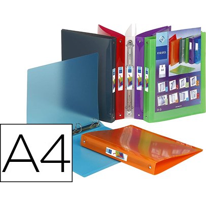Classeur viquel 4 anneaux propyglass polypropylène 5/10e a4 dos 25mm personnalisable incolore