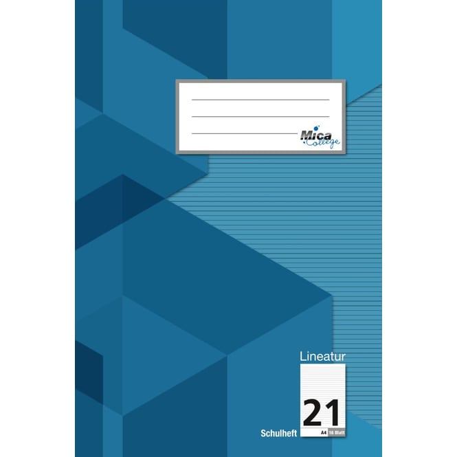 Schulheft A4 - Lineatur 21 - liniert - 16 Blatt
