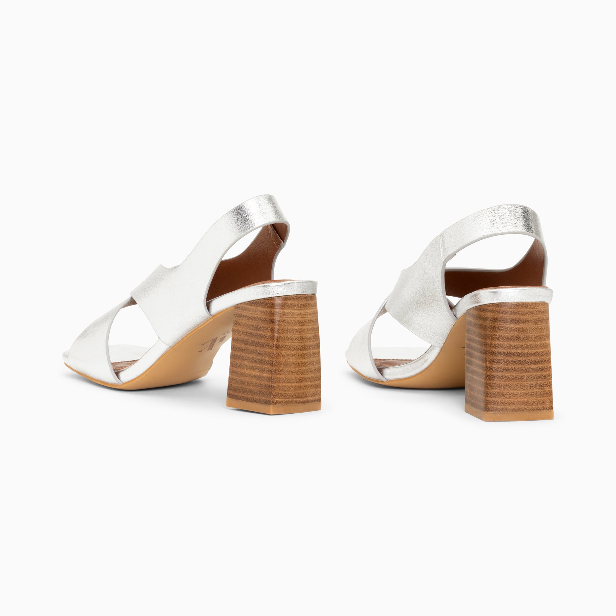 Sandales à talon, Compensées-Sandales Maxinne argent à brides croisées et talon haut