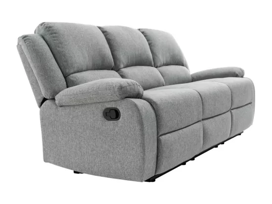 Canapé Relaxation 3 places Léo en Tissu - Gris clair - L193 x 93 x 96cm - Loungitude
