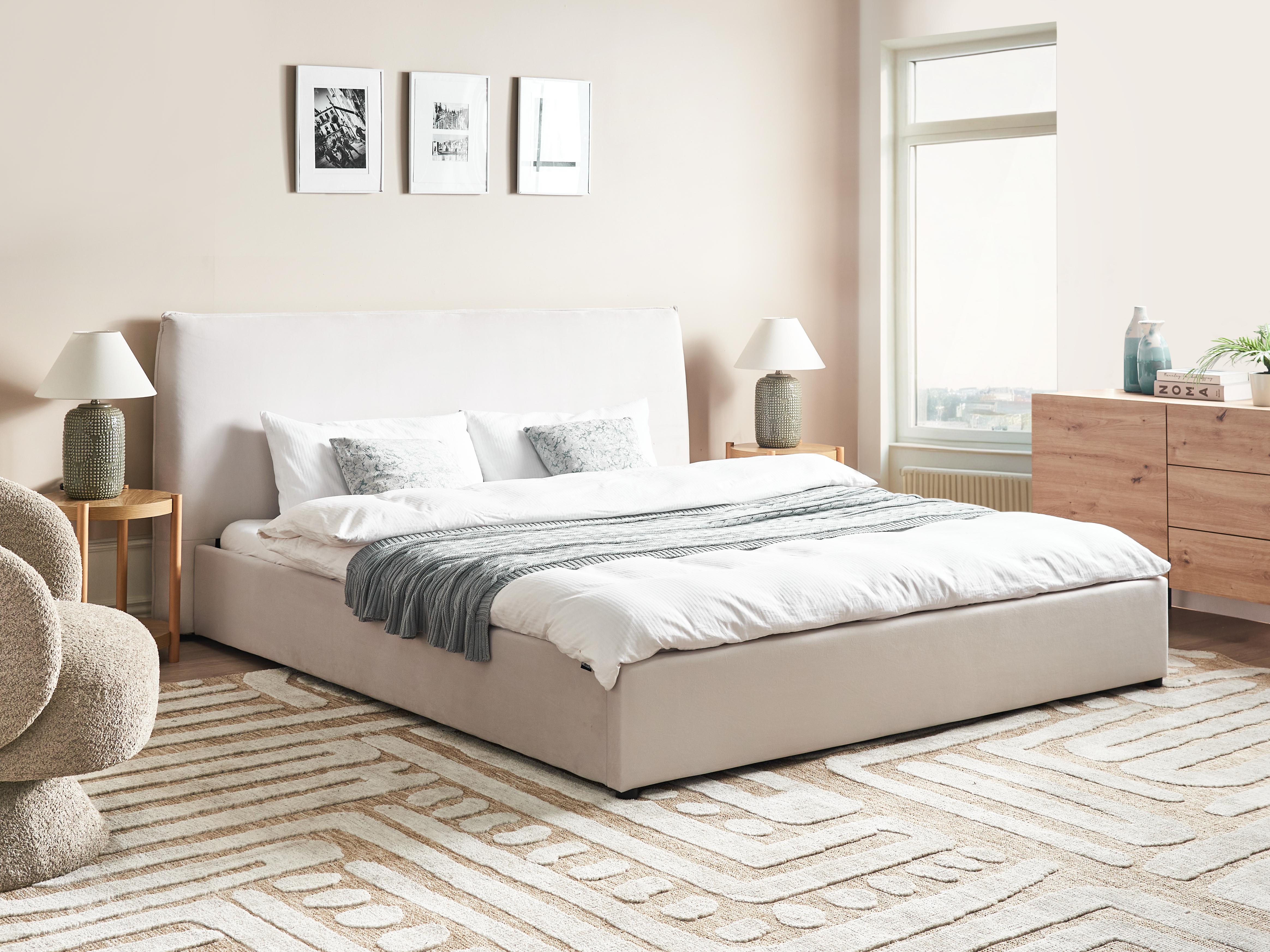 Bed Fluweel LAVAUR 180 x 200 cm Gebroken wit