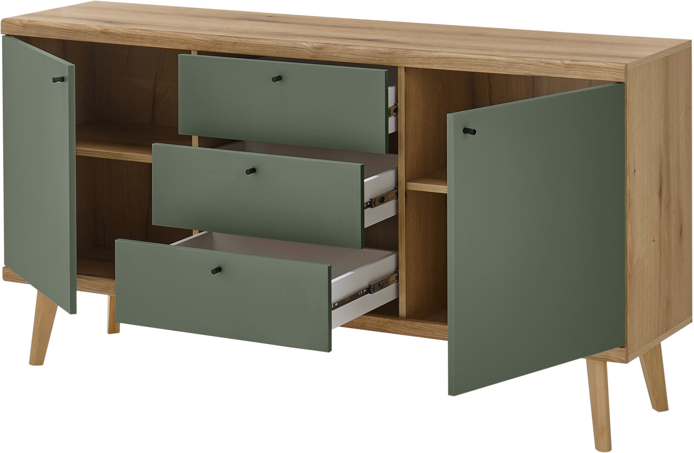 INOSIGN Sideboard »MAVAS« in moderner Trendfarbe, Griffe aus Metall (Schwarz), Breite 160 cm