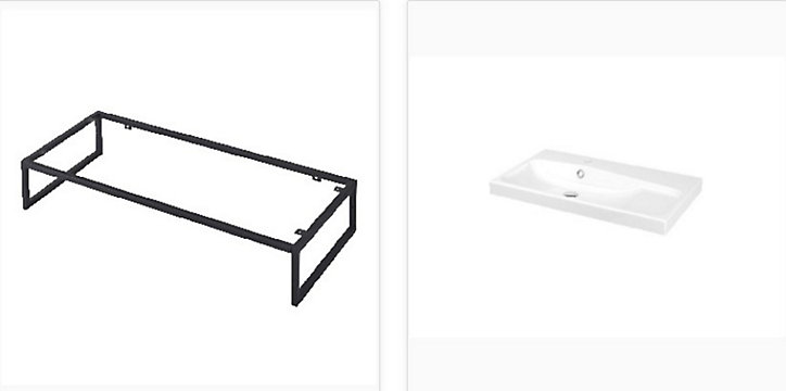 Équerre porte-serviettes pour vasque GoodHome Duala métal noir 80 cm + plan vasque blanc GoodHome Mila 80 cm