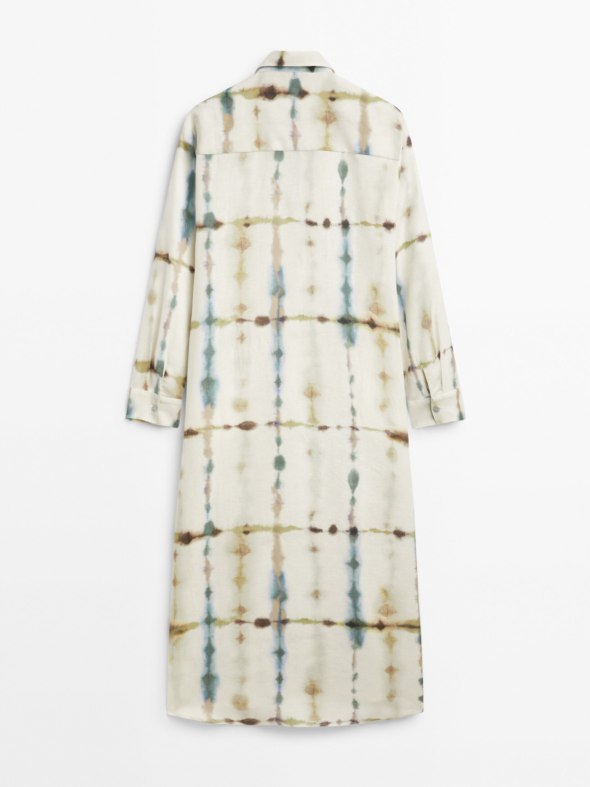 Vestido tie-dye em linho e algodão - AZUL