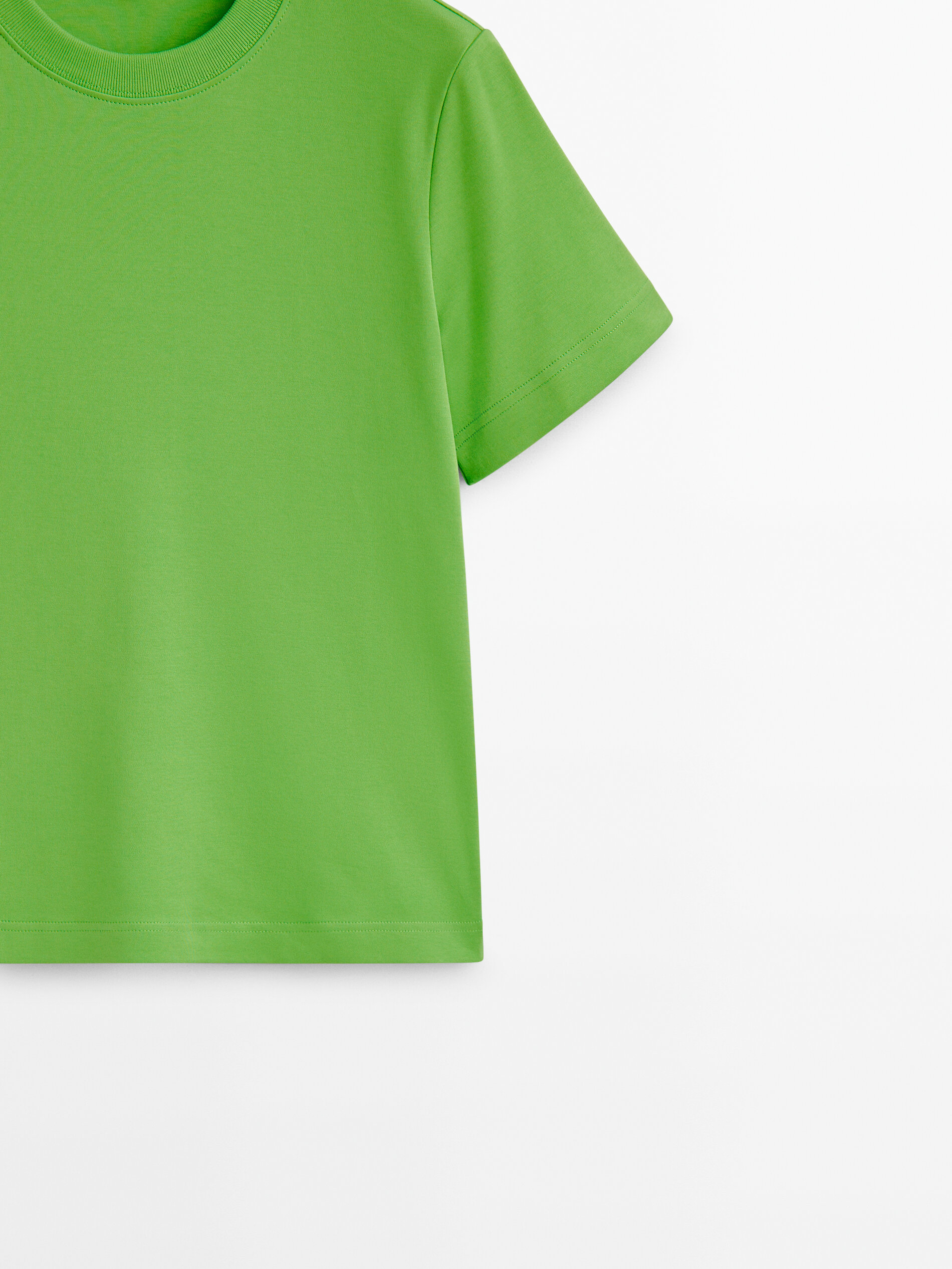 Camiseta de manga curta em algodão - PISTACHE
