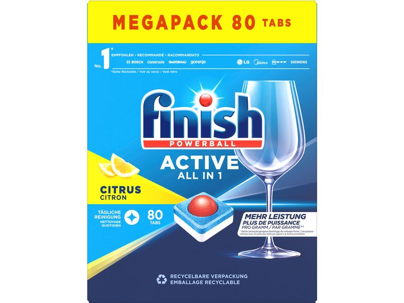 Finish Maschinenspülmittel Active All-in-1 Classic Citrus 8 Spülmaschinentabs für die tägliche Reinigung