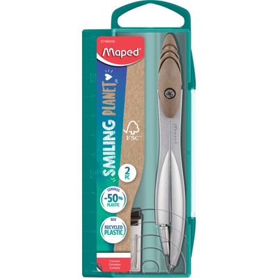 Maped Smiling Planet - Coffret compas Study mine 2 mm - 50% en fibre de bois