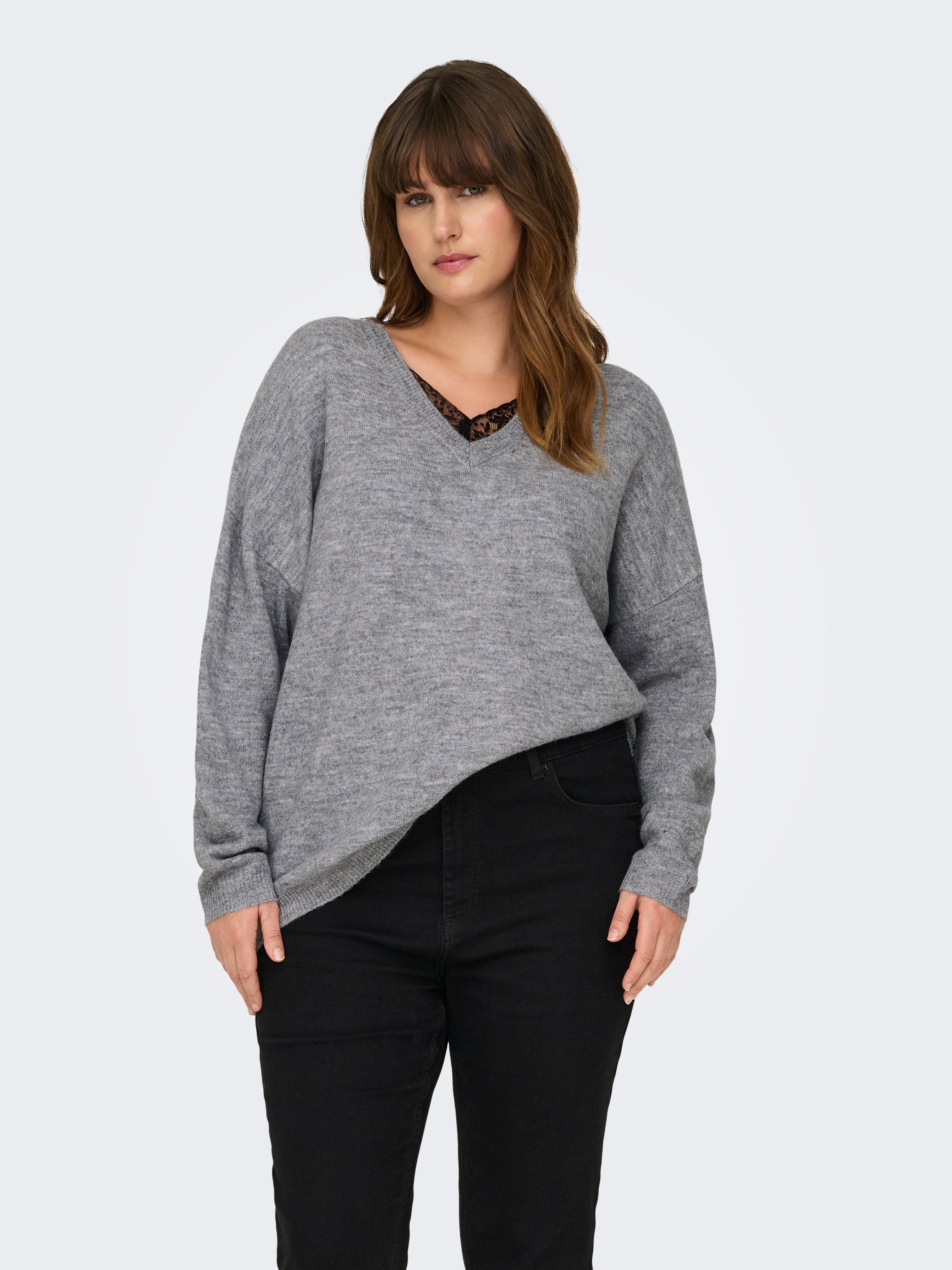 CARMANIFESTA Strickpullover Light Grey Melange