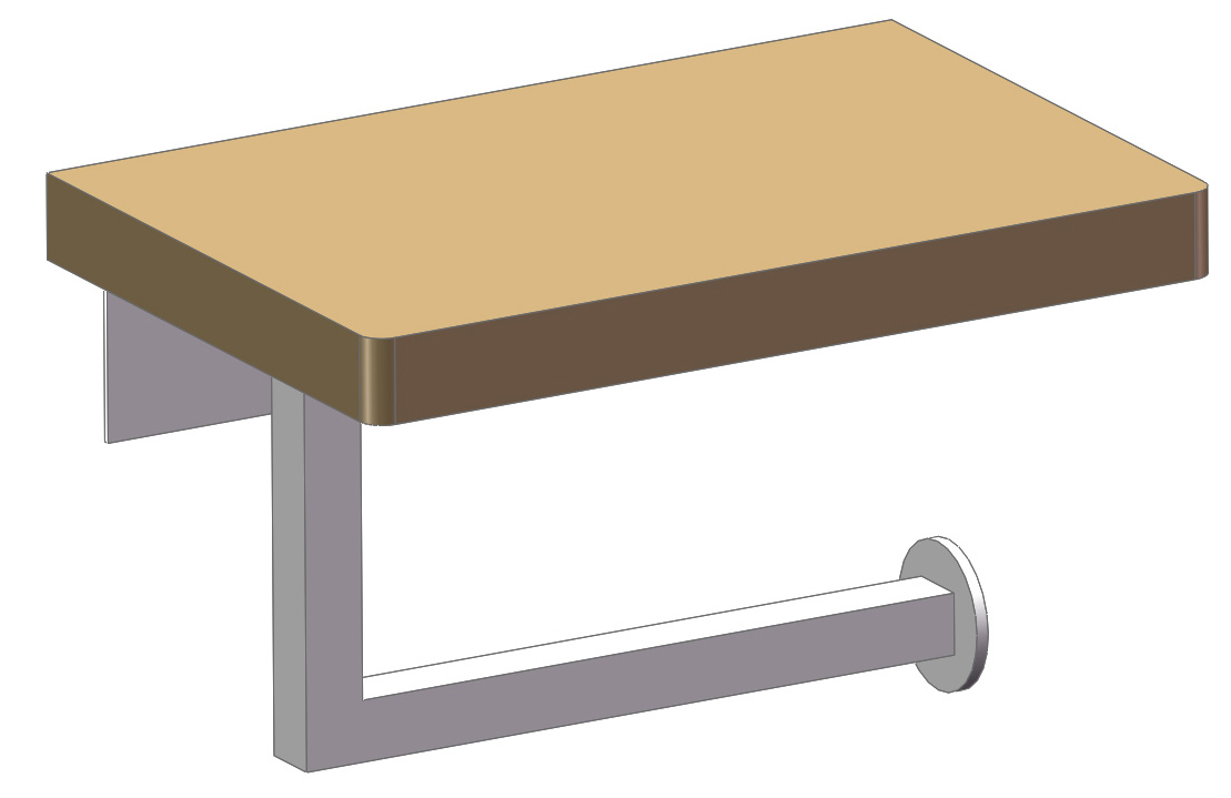 Saniclear Lumber toilet rolhouder met plank mat zwart walnoothout