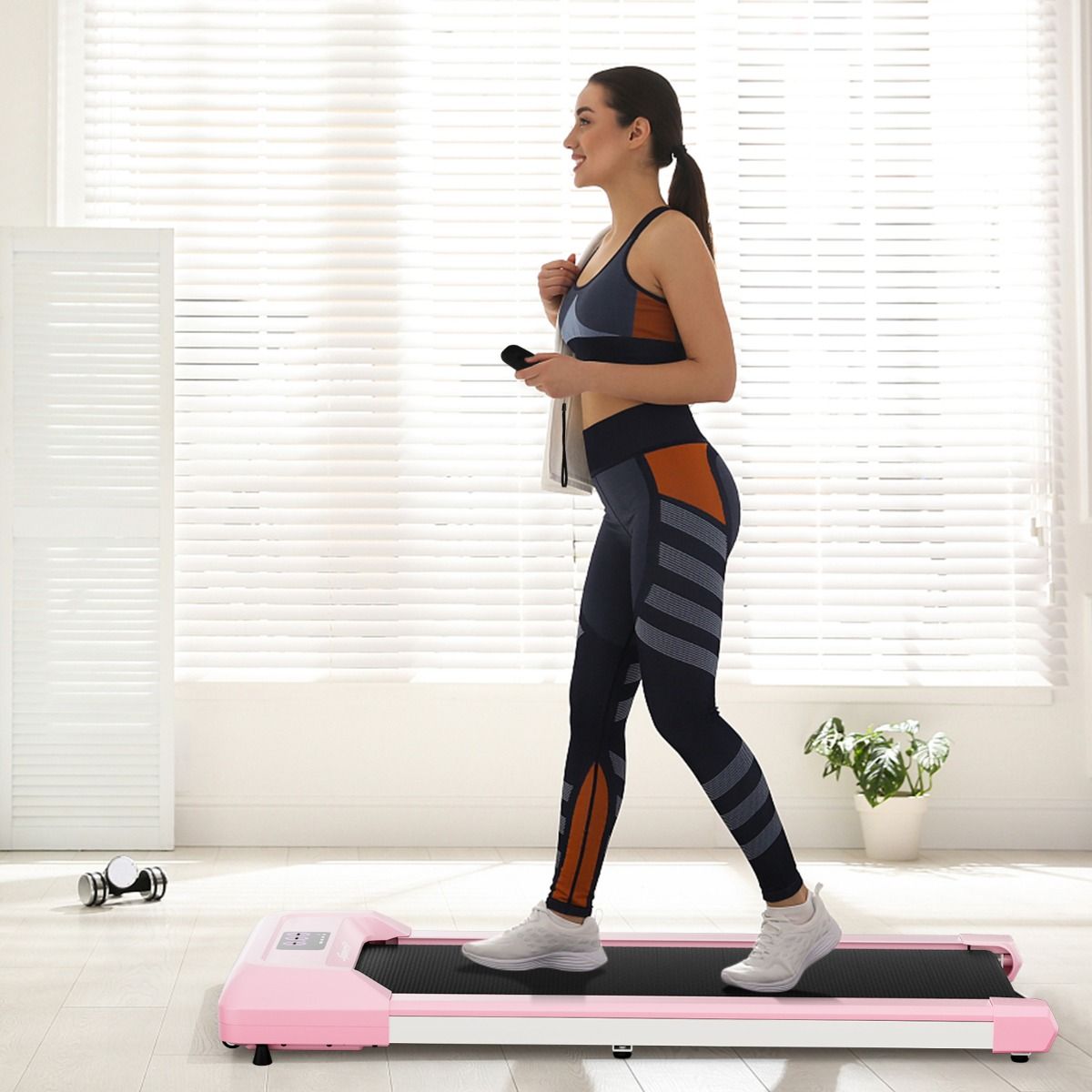 Tapis de Course Mince Tapis de Jogging avec Capacité de 120 Kg Télécommande et Écran Led Inclinable à Roulettes Tapis de Course à Glisser Gris/Noir/Rose - Lidl-Manfred