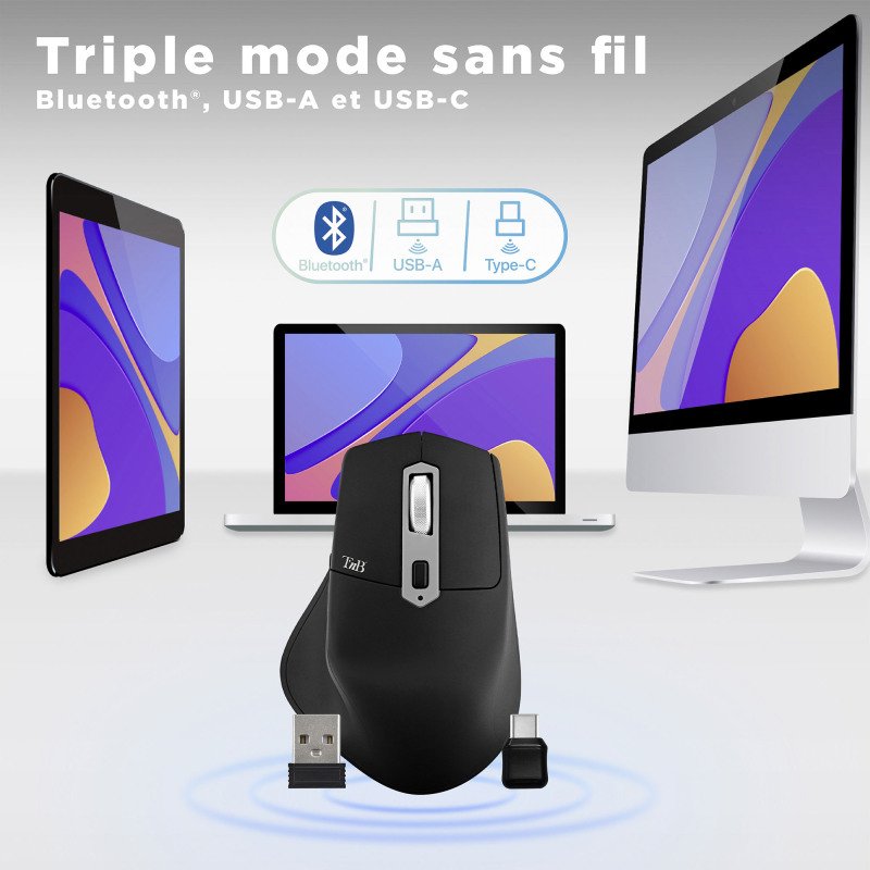 Souris sans fil semi ergonomique ICLICK TNB noire