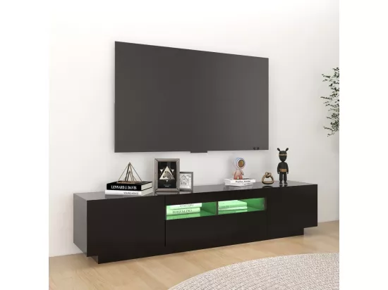 Meuble TV avec lumières LED Noir 180x35x40 cm