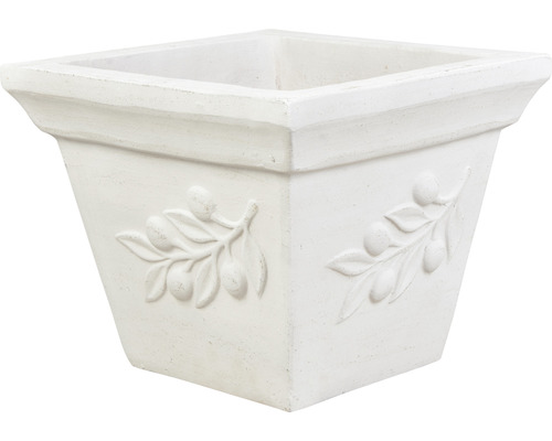 Lafiora Olive terracotta plantenpot, 34 x 34 cm, vintage witgrijs