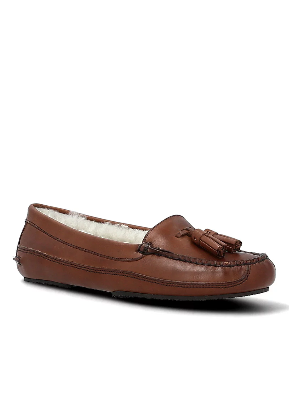 PANTOUFUR TASSEL SLIPPERS CUIR MOUTON BEIGE