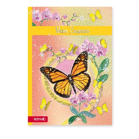 Roth Zeugnismappe Schmetterling, A4, Glitter, 10 Einlagen
