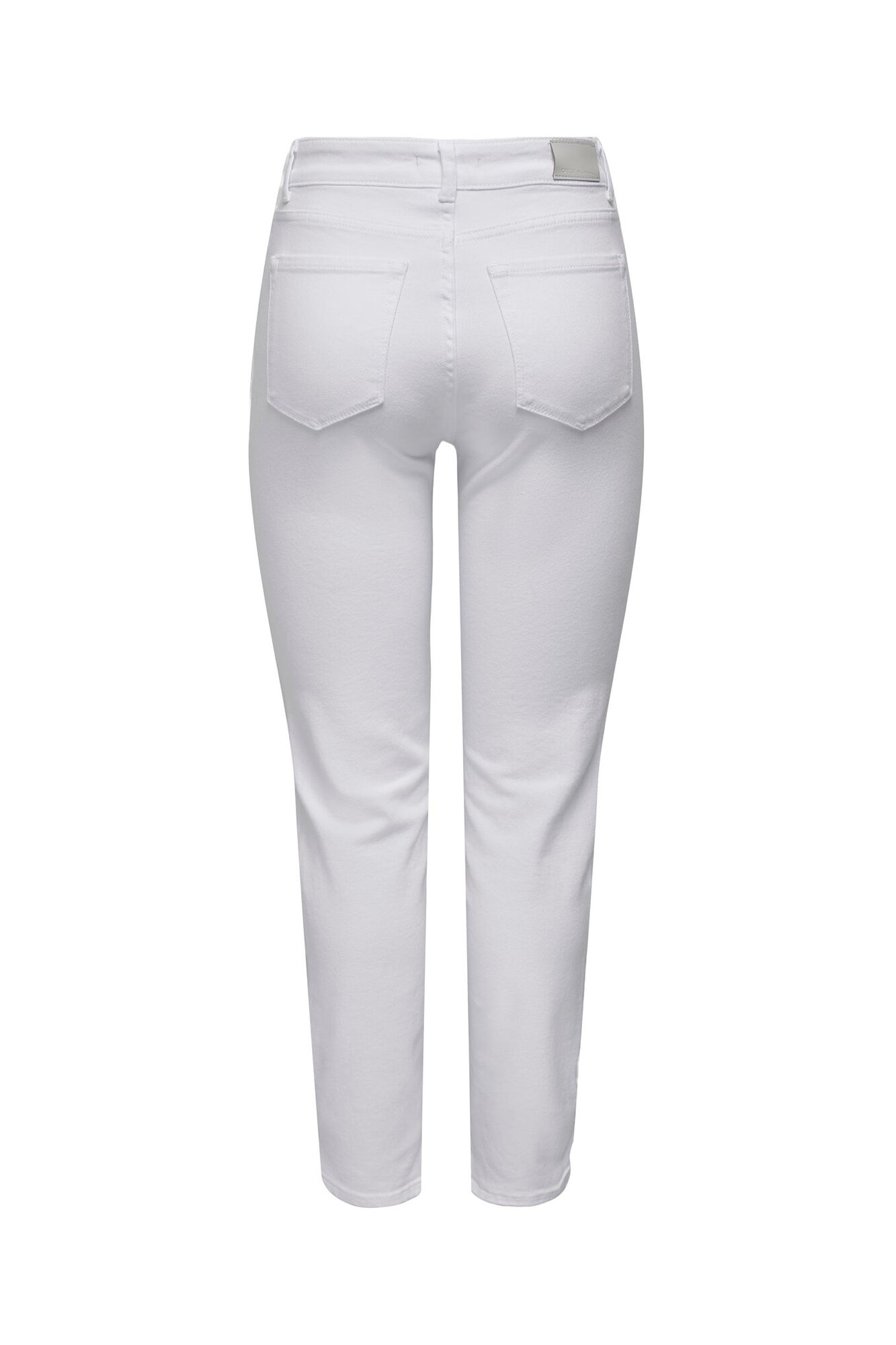 calça jeans slim de cintura alta e tecido elástico