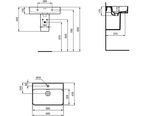 Ideal Standard Strada II 60 cm wastafel, geborsteld wit T364401