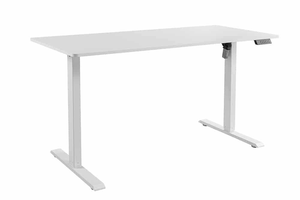 Höhenverstellbarer Schreibtisch WHITE DESK 140cm weiß Metallgestell Bürotisch