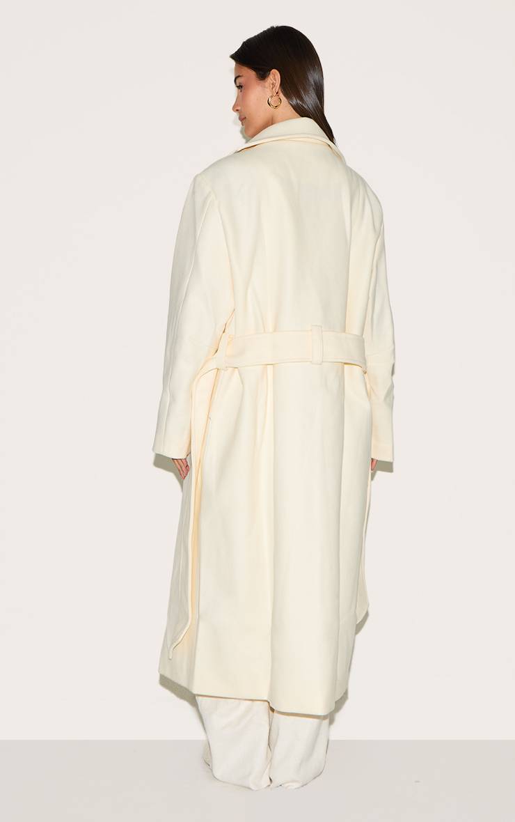 Ecru Trench-coat Oversize Effet Laine