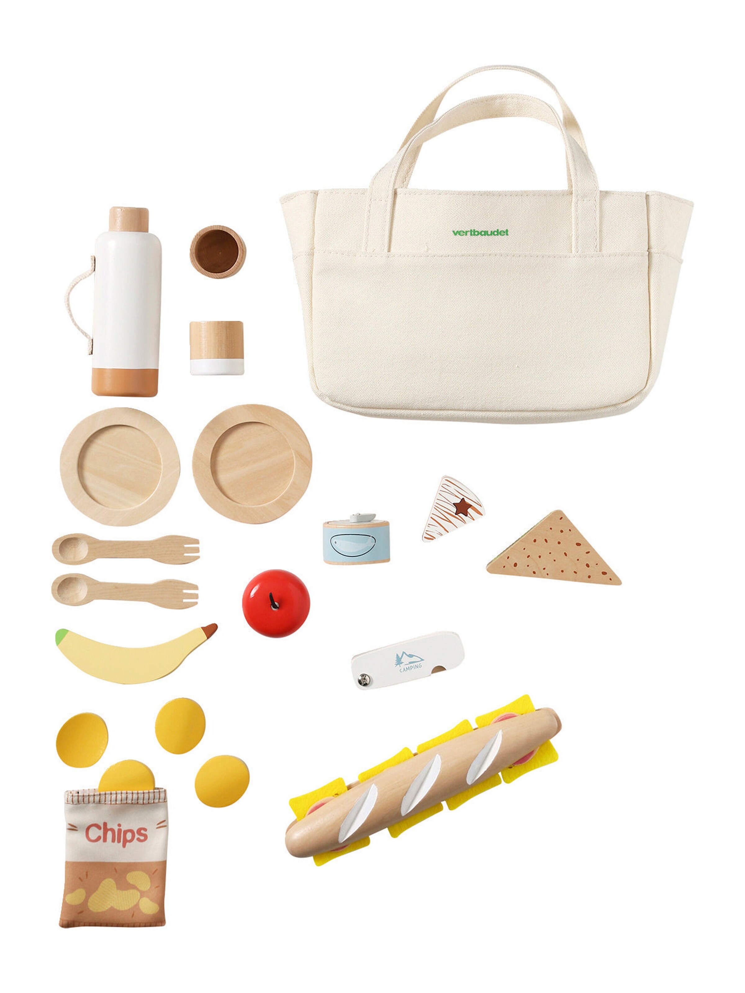 Vertbaudet Kinder Picknick-Spielset aus Holz FSC® karamell