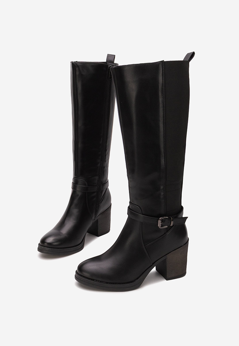Bottes à talon carré noires Orania
