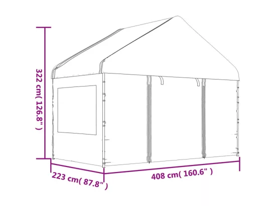 Belvédère avec toit blanc 20,07x4,08x3,22 m polyéthylène