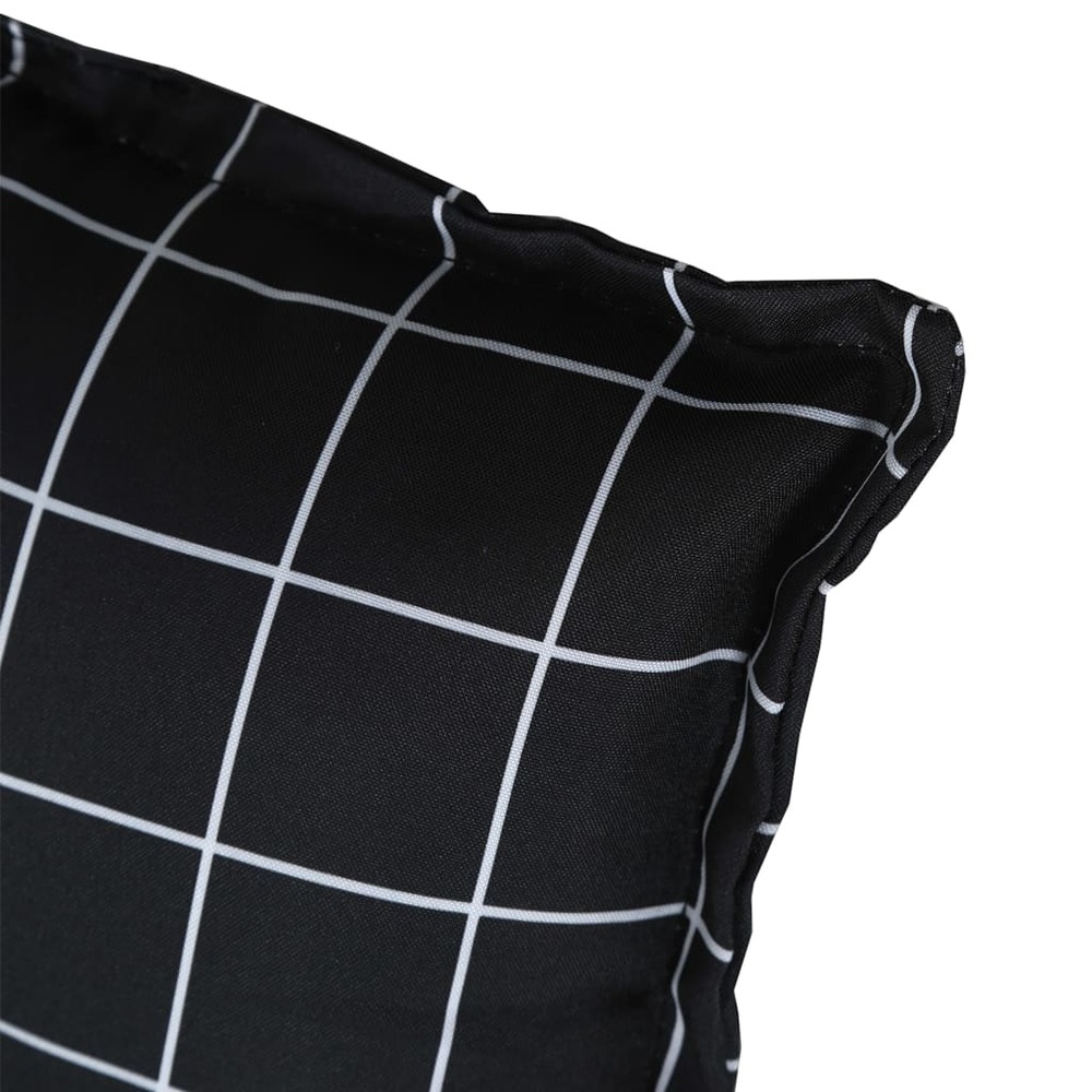 Coussin de banc de jardin carreaux noir 100x50x7cm tissu oxford