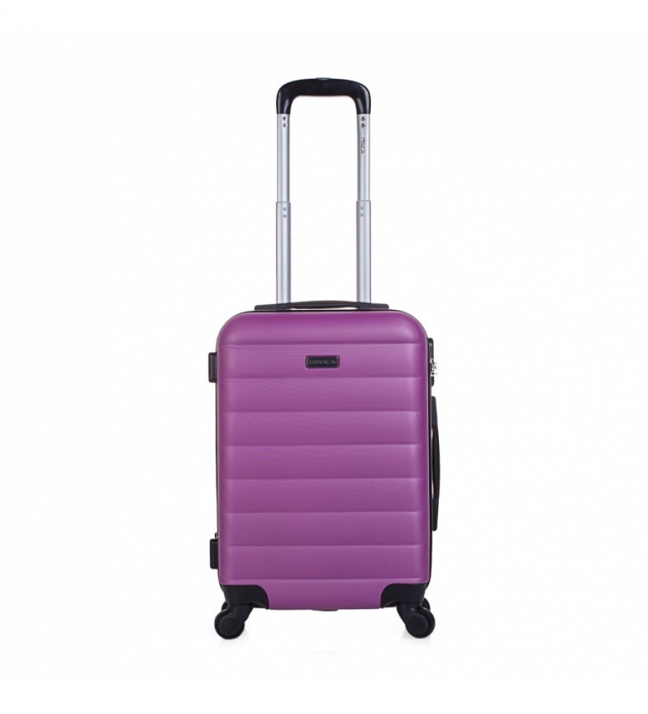 Mala de cabine rígida ITACA com 4 rodas, modelo 71250, roxa - 55 x 38 x 20 cm -