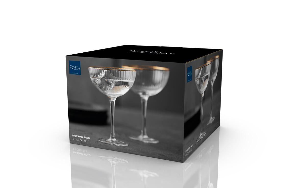 Cocktailglas Palermo Gold 4 Stück, 31.5 clGläser mit feinem Goldrand